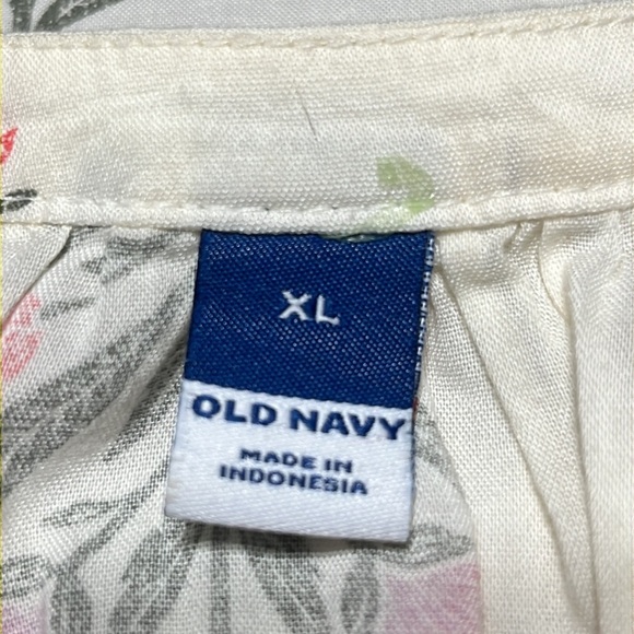 OLD NAVY Floral Print SHIRRED BOHO Blouse with Pink and Green Accents, SIZE XL - Picture 3 of 9